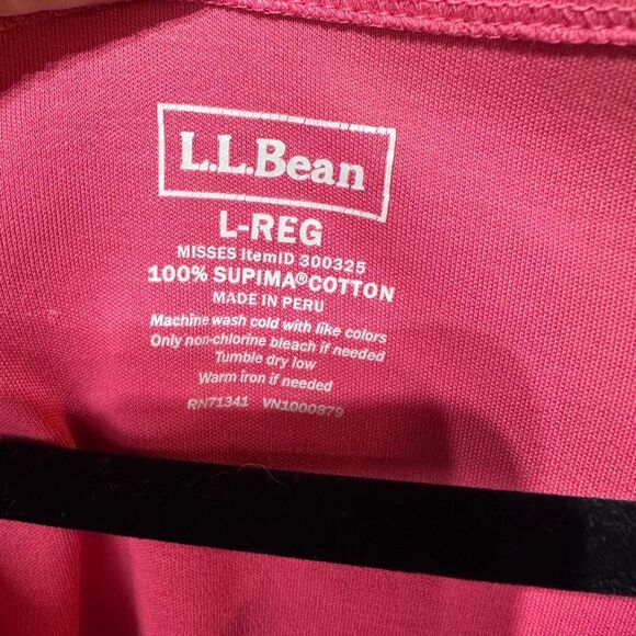 LL Bean‎ Women’s Supima Cotton Solid Raspberry Pink Shirt Top 3/4 Sleeve Large - Picture 5 of 10